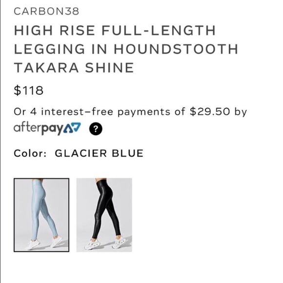 CARBON 38 Leggings Takara Shine Houndstooth Full Length Glacier Blue Size XL - Picture 10 of 12